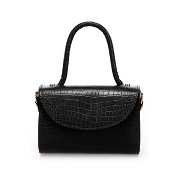 Geanta crossbody de piele cu bareta lant Geanta crossbody de piele cu bareta lant