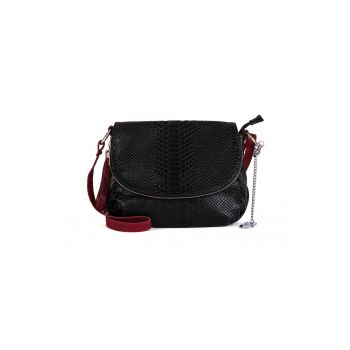 Geanta crossbody de piele cu model piele de reptila Elena