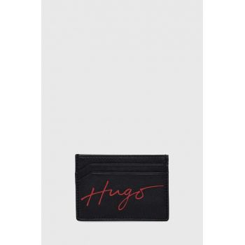 HUGO carcasa din piele barbati, culoarea negru