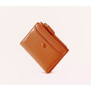 Mini portofel maro piele eco cu imprimeu croco Varnette