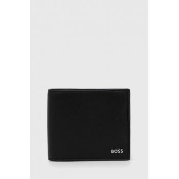BOSS portofel de piele barbati, culoarea negru