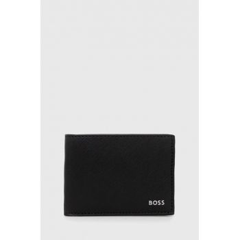 BOSS portofel de piele barbati, culoarea negru
