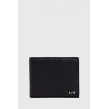 BOSS portofel de piele barbati, culoarea negru