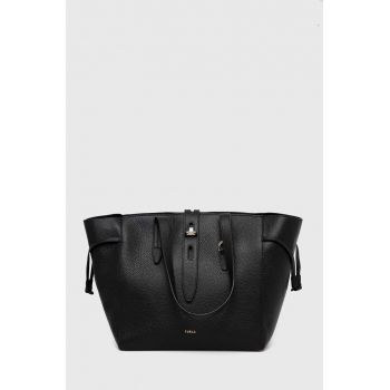 Furla poseta de piele net culoarea negru