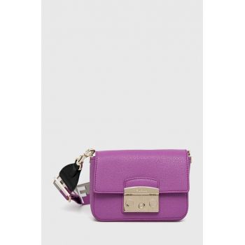 Furla poseta de piele culoarea violet