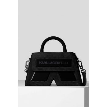 Karl Lagerfeld geanta de mana din piele intoarsa culoarea negru