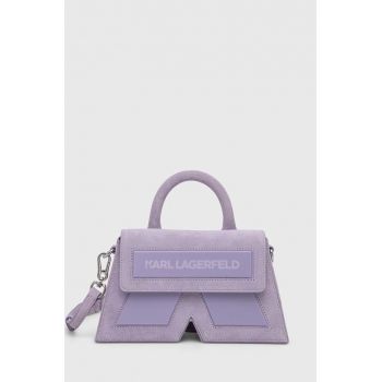 Karl Lagerfeld geanta de mana din piele intoarsa culoarea violet