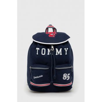 Tommy Jeans rucsac din amestec de lână barbati, culoarea albastru marin, mare, modelator