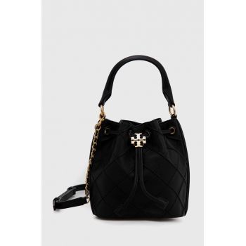 Tory Burch poseta de piele culoarea negru