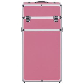 vidaXL Troler de cosmetice, roz, aluminiu