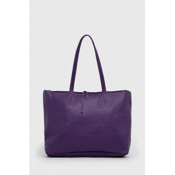 Answear Lab poseta de piele culoarea violet