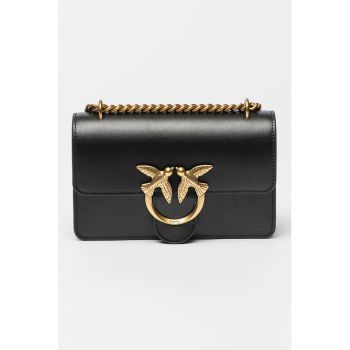 Geanta crossbody mica din piele cu aplicatie logo metalica Love One