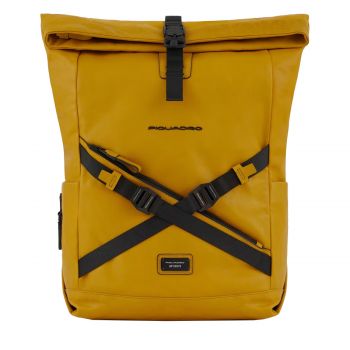 Roll top backpack for laptop 15,6 yellow