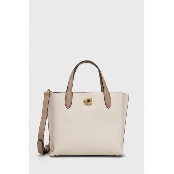 Coach poșetă de piele Willow culoarea bej C8561 de firma originala