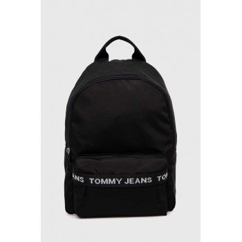 Tommy Jeans rucsac femei, culoarea negru, mare, cu imprimeu