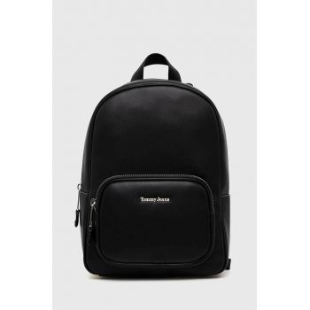 Tommy Jeans rucsac femei, culoarea negru, mic, neted