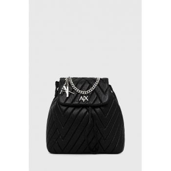 Armani Exchange rucsac femei, culoarea negru, mic, neted
