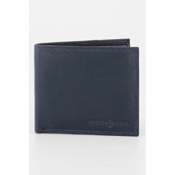 Portofel pliabil de piele - Bleumarin