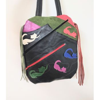 Rucsac handmade multicolor cu pisicute,unicat ieftina