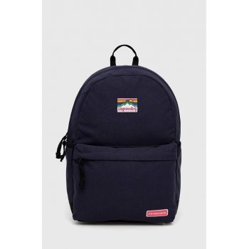 Superdry rucsac femei, culoarea albastru marin, mare, cu imprimeu