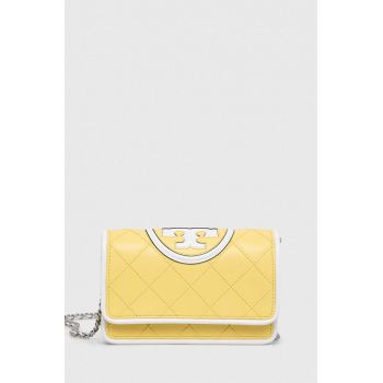 Tory Burch poseta de piele culoarea galben