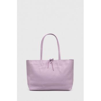 Answear Lab poseta de piele culoarea violet