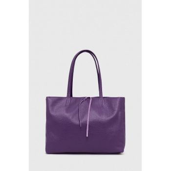 Answear Lab poseta de piele culoarea violet