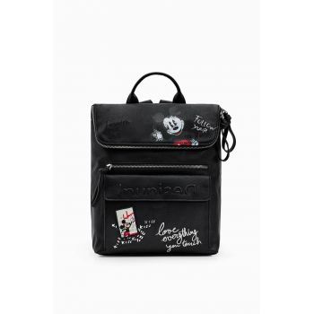 Desigual rucsac femei, culoarea negru, mare, cu imprimeu