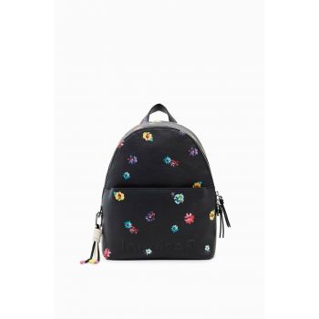 Desigual rucsac femei, culoarea negru, mic, cu imprimeu