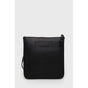 Emporio Armani borseta de piele culoarea negru