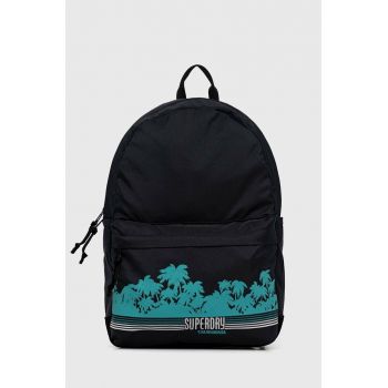 Superdry rucsac femei, culoarea albastru marin, mare, cu imprimeu