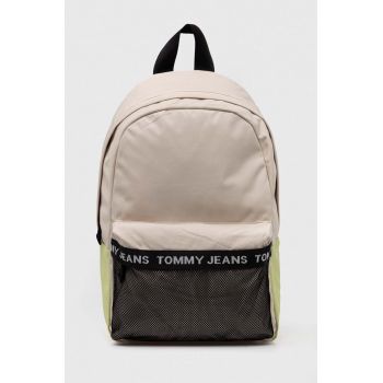 Tommy Jeans rucsac barbati, culoarea bej, mare, cu imprimeu