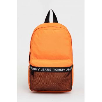 Tommy Jeans rucsac barbati, culoarea portocaliu, mare, cu imprimeu de firma original