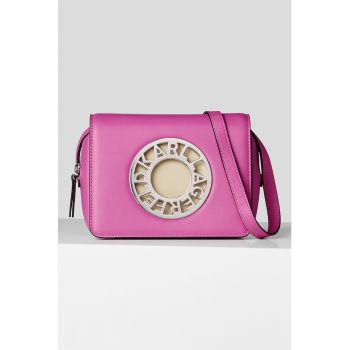 Geanta crossbody din piele cu logo metalic Disk
