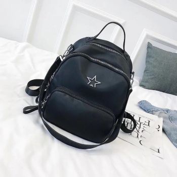 Rucsac chic din fas negru lucios, cu stea de firma originala