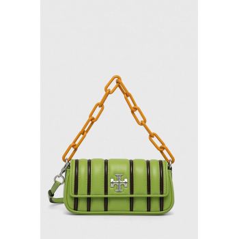 Tory Burch poseta de piele culoarea verde