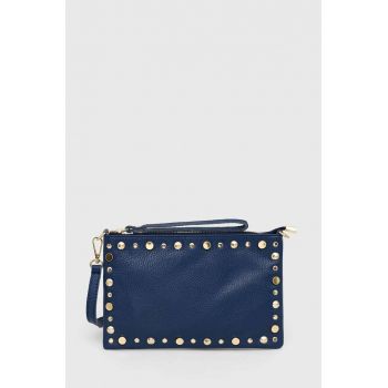 Answear Lab poseta de piele culoarea albastru marin