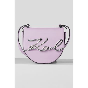 Geanta crossbody din piele cu aplicatie logo metalica Signature