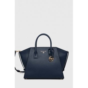 MICHAEL Michael Kors poseta de piele culoarea albastru marin