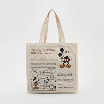 Reserved - Sacoșă din material Mickey Mouse - Ivory