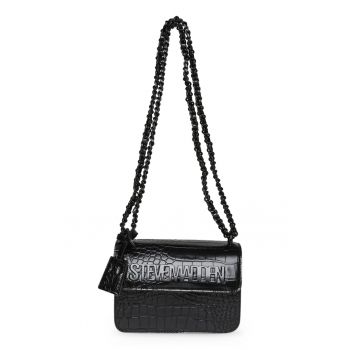 Geanta crossbody cu aspect de piele de crocodil Bat
