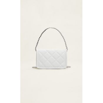 Stradivarius Geantă Crossbody Cu Lanț Dublu Alb M