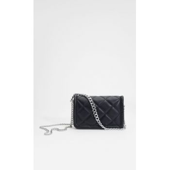 Stradivarius Geantă Crossbody Cu Lanț Dublu Negru M