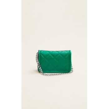 Stradivarius Geantă Crossbody Cu Lanț Dublu Verde M