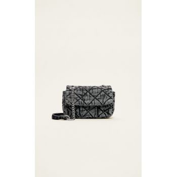 Stradivarius Geantă Crossbody Mică Din Denim Negru M