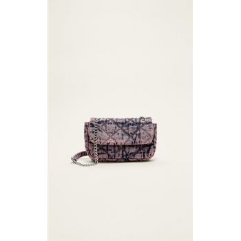 Stradivarius Geantă Crossbody Mică Din Denim Roz Machiaj M