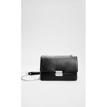 Stradivarius Geantă Crossbody Uni Cu Închizătoare Negru M