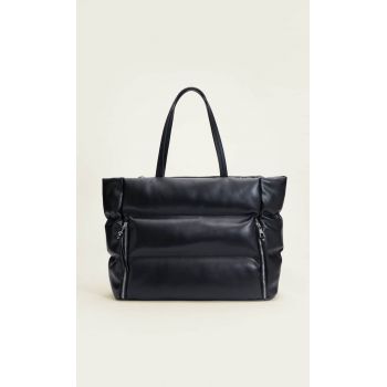 Stradivarius Geantă Shopper Matlasată Din Imitație De Piele Negru M