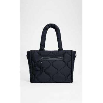 Stradivarius Geantă Shopper Matlasată Din Material Textil Negru M