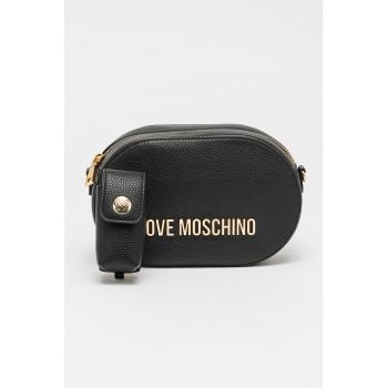 Geanta crossbody cu aplicatie logo metalica